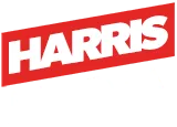 Logo HARRIS MEDIA (2024) CARRÉ ITALIQUE 160 Blanc